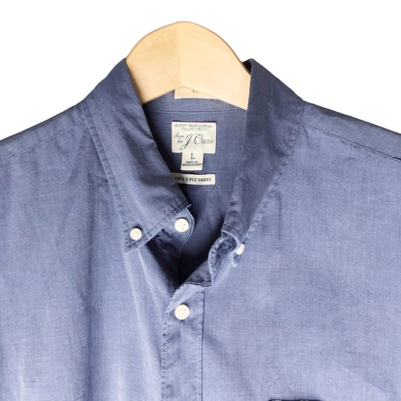 J. Crew Slim Secret Wash Organic Cotton Poplin Button Down Shirt Blue Men's LRG - Picture 3 of 11